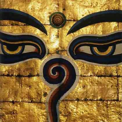 
Buddha's golden eyes lord over Swayambhunath  - Kathmandu: Citiescape (Lonely Planet)
